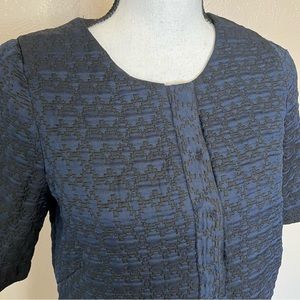 FRNCH Paris Blue Snap Front Short Sleeve Mini Shift Dress Womens Size Small